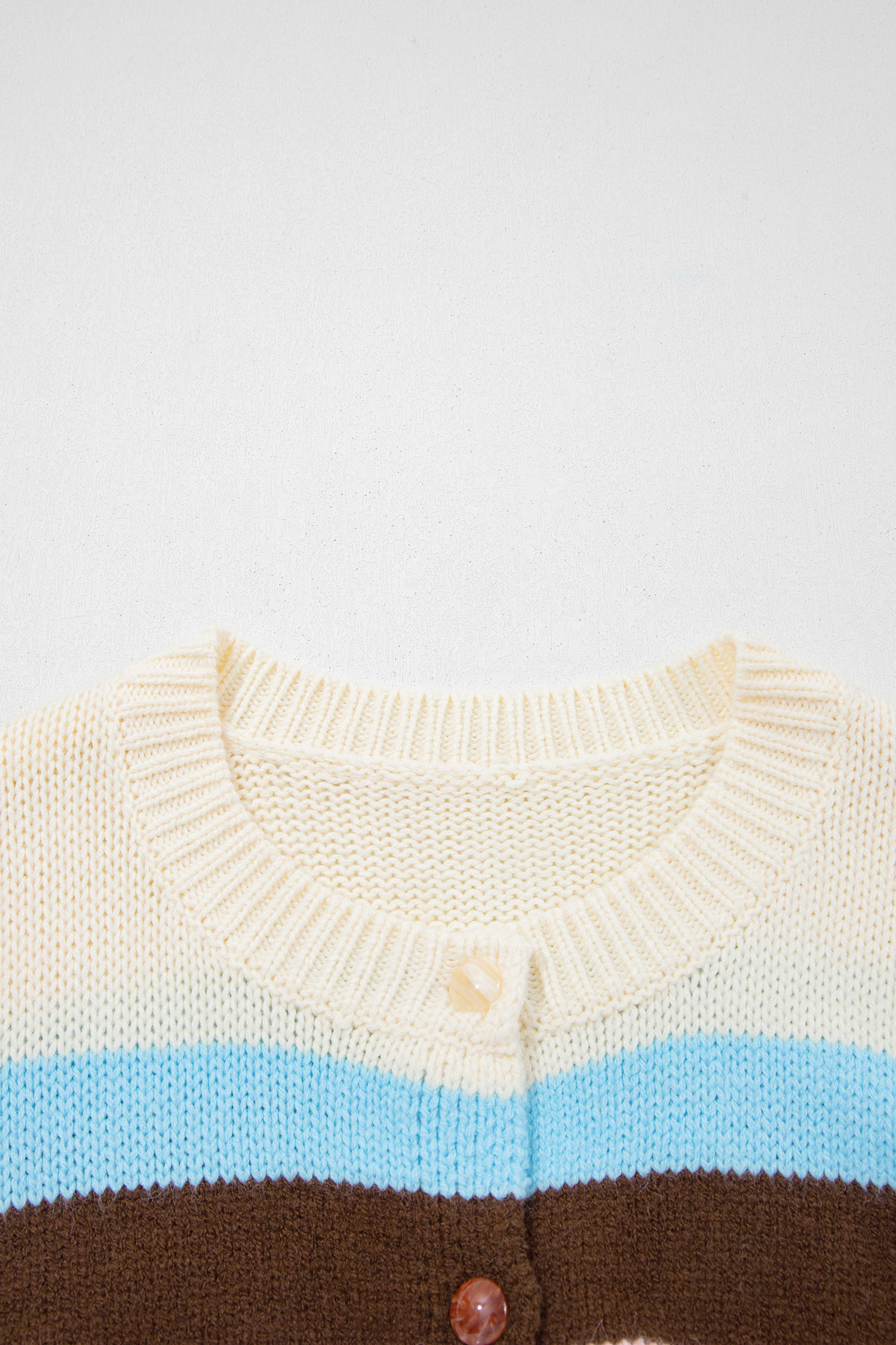 Pink Stripe Striped Colorblock Drop Shoulder Cardigan view 16