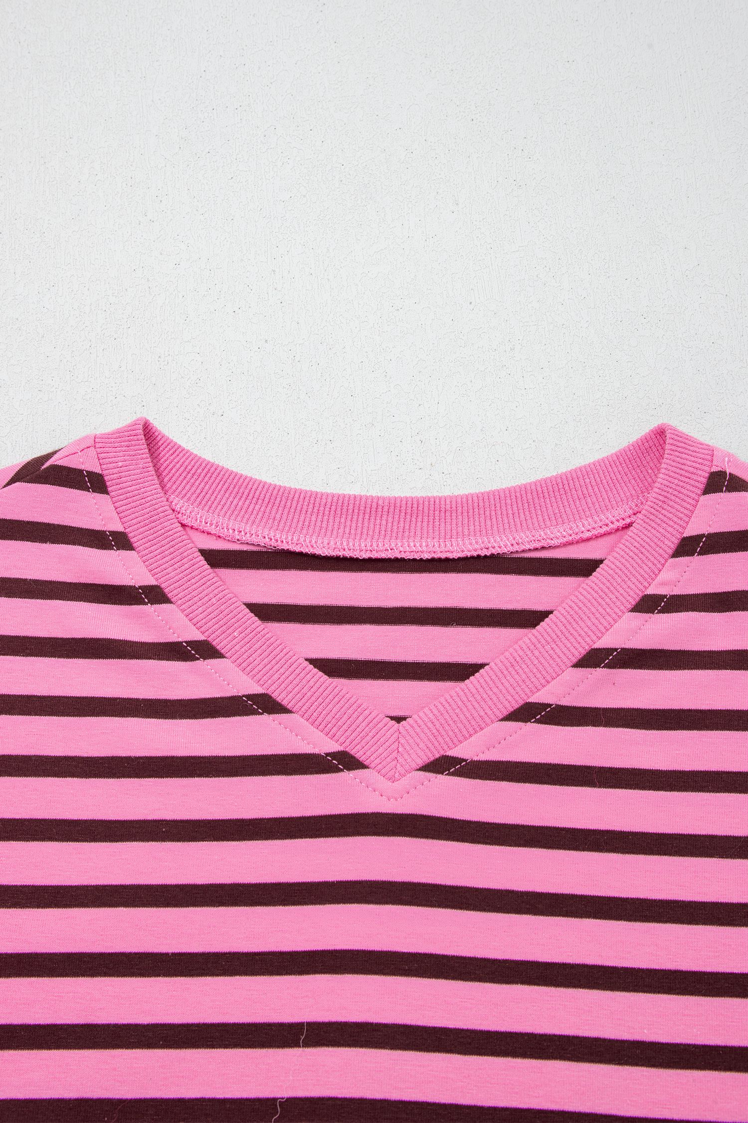 Pink Stripe V Neck Drop Shoulder Long Sleeve Top view 17