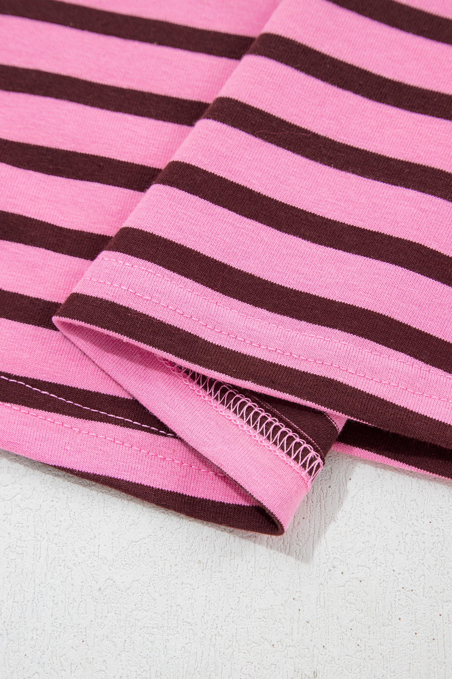 Pink Stripe V Neck Drop Shoulder Long Sleeve Top view 20