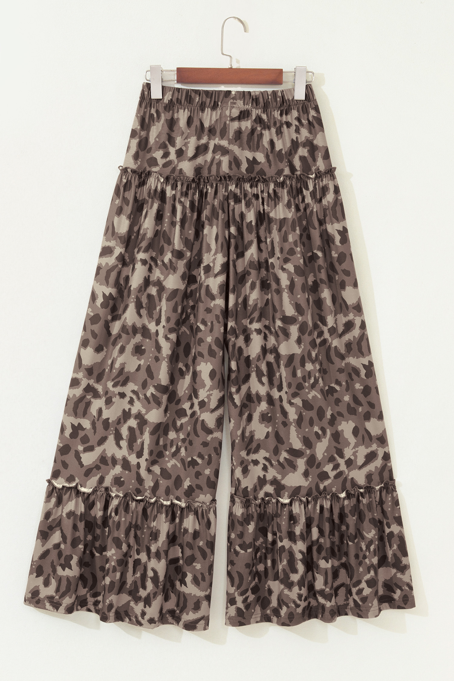Brown Camo Print Wide Leg Casual Pants